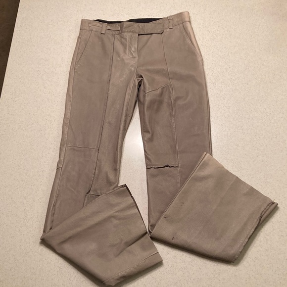 Poleci Pants - Poleci Taupe Leather Pants 30" Waist  **Very Worn**